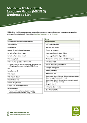 decorative image of the MMNLG equipment list